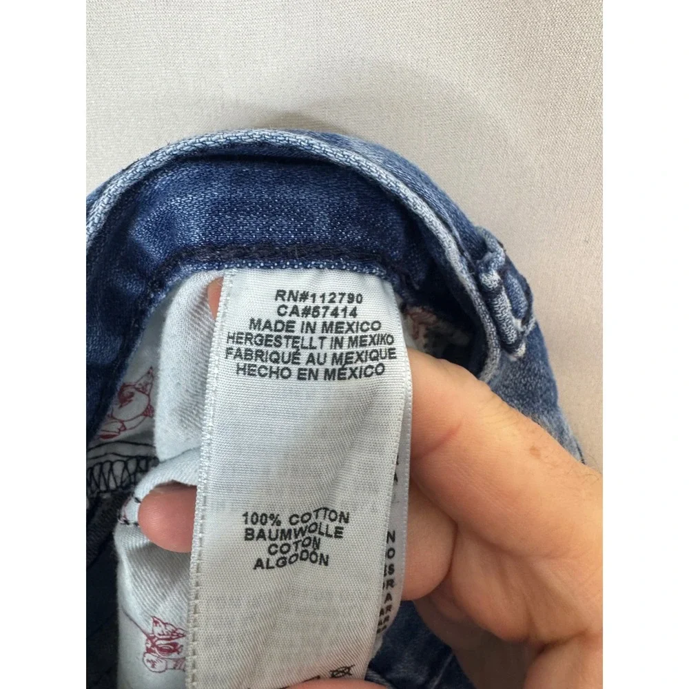 True Religion World Tour Section Straight Flap Jeans‎ Blue Denim Size 34X32